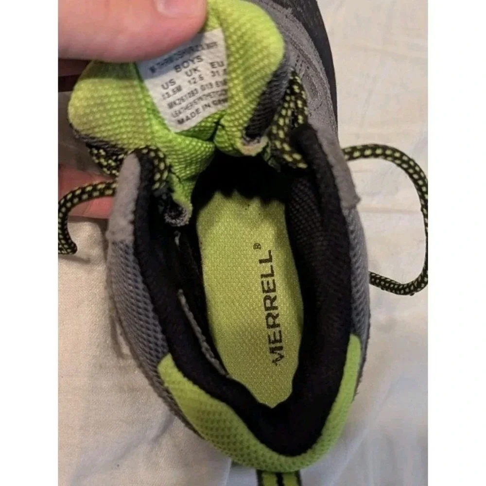 Merrell Boys Thermoshiver 2.0 Waterproof Winter Boots Gray Black Lime Green 13.5